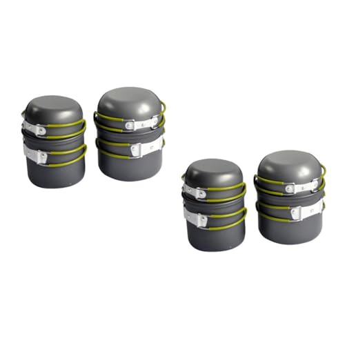 HANABASS 2 Sätze Teiliges Tragbarer Aluminium Legierung Camping Töpfe Faltbares Kochgeschirr für Outdoor Küchen für Personen Transportieren und Abriebfest von HANABASS