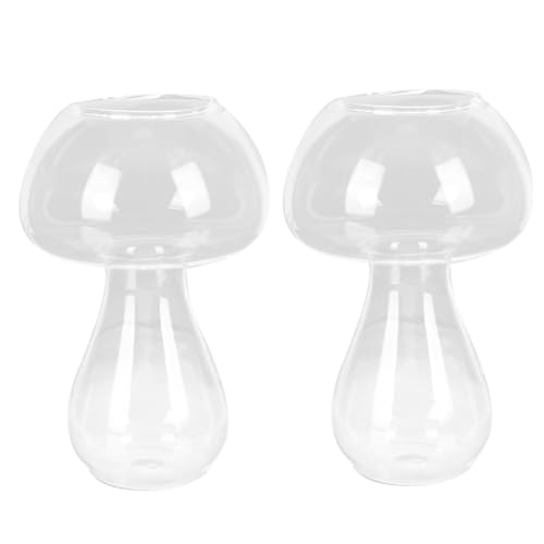 HANABASS 2 Stück Glasvase Pilzform Transparent Blumenvase für Pflanzen Hydrokultur Dekorative Vase für Tischdekoration Wohnzimmer von HANABASS