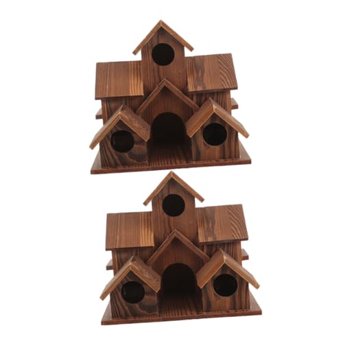 HANABASS 2 Stück Hängendes Vogelhaus aus Holz Wetterfeste Nisthilfe im Rustikalen Cottage-Stil Langlebig und Robust für Garten Terrasse Balkon um Wildvögel Nachhaltig zu Füttern und HANABASS 2 Stück Hängendes Vogelhaus aus Holz Wetterfeste Nisthilfe im Rustikalen Cottage-Stil Langlebig und Robust für Garten Terrasse Balkon um Wildvögel Nachhaltig zu Füttern und von HANABASS