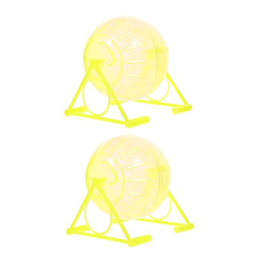 HANABASS 2 Stück Hamster Laufkugel Mittelgroß Durchmesser Gelb Kleintier Fitnessspielzeug für Aktivität und Bewegung Sicher und Haltbar Fördert Gesunde Entwicklung von Haustieren von HANABASS