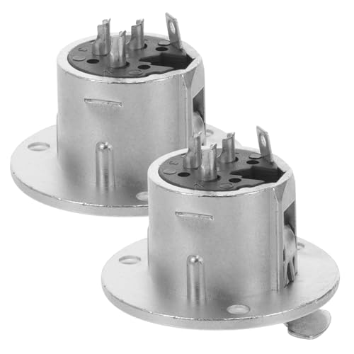 HANABASS 2 Stück Polige Female Panel Mount Jack Buchsen aus Zinklegierung Langlebiger Mikrofonanschluss für Audio Lautsprecher und Mikrofongeräte Kompatibel Robustes Metallgehäuse von HANABASS