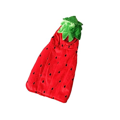HANABASS 2 Stück Rotes Pet Hoodie mit Verstellbarem Hals und Taillenumfang Gefütterter Hundemantel mit Erdbeermuster Kurzärmeliges Katzen und Hundebekleidung für Kleine und Mittlere von HANABASS