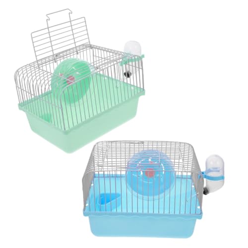HANABASS 2 Stück Teiliges Hamster-reisekäfig Laufrad und Trinkflasche Tragbarer Kleiner Kleintierkäfig aus Robustem Kunststoff Geräumiger Spiel Ruhebereich für Hamster und Kleine Haustiere von HANABASS