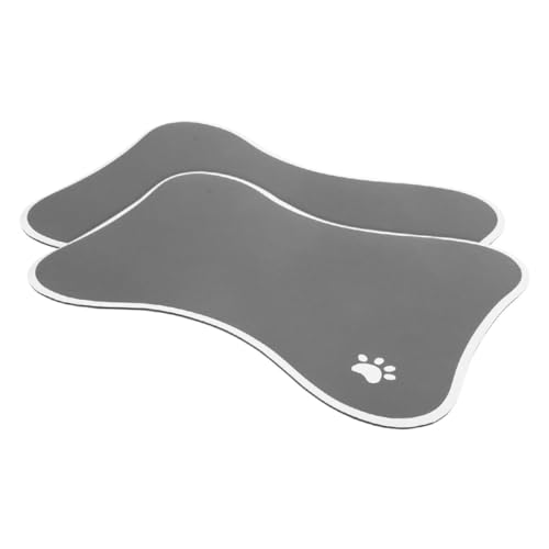 HANABASS 2 Stück Teiliges Haustier-futtermatten- rutschfeste Langlebige Hund Katzenfuttermatte Knochenförmig Einfach zu Reinigen Schützende Futterunterlage für Feucht Trockenfutter von HANABASS