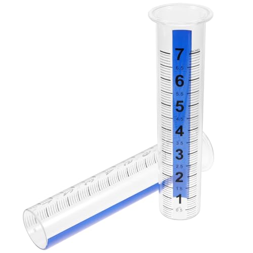 HANABASS 2 Stück Transparenter Regenmesser Wetterfester Garten regenmesser aus Robustem Kunststoff Praktisches Niederschlagsmessrohr für Rasenfläche Terrasse und Wiederverwendbar von HANABASS