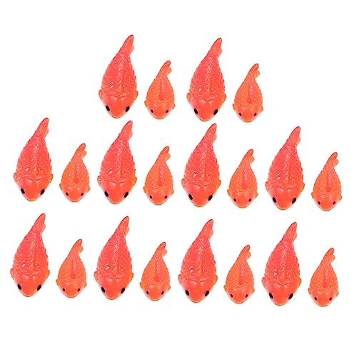 HANABASS 20 Stück Miniatur Künstliche Rote Fische Resin Fisch Ornamente für Mikrolandschaften Lebensechte Deko für Aquarien und Feengärten Große Kleine Fische von HANABASS