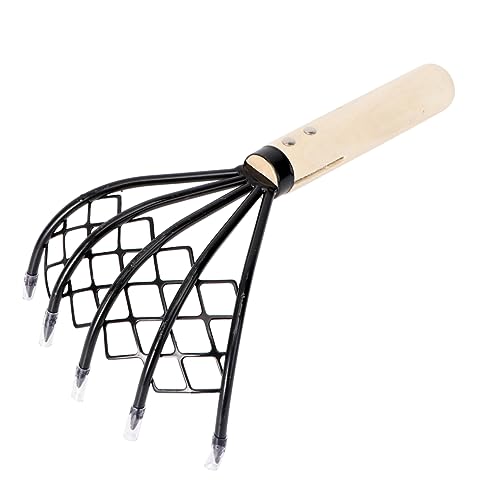 HANABASS 3 Stück Meeresfrüchte Grabrechen mit Holzgriff Robustes Muschelwerkzeug mit Netzdesign für Schnelles und Sicheres Graben von Meeresfrüchten für Strandabenteuer von HANABASS