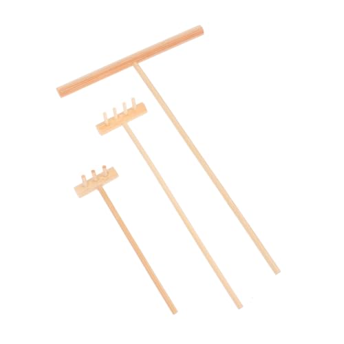 HANABASS 3 Stück Mini Holz Rechen Teiliges Sandkastenzubehör für Zen Garten Desktop Dekoration Stressabbau Gartenspielzeug für Büro von HANABASS