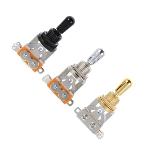 HANABASS 3 Stück Teiliges Metall Gitarre Pickup Selector Toggle Schalter Wege Umschalter für Einfache Steuerung und Langlebige Nutzung Passend für Elektrische Gitarren von HANABASS