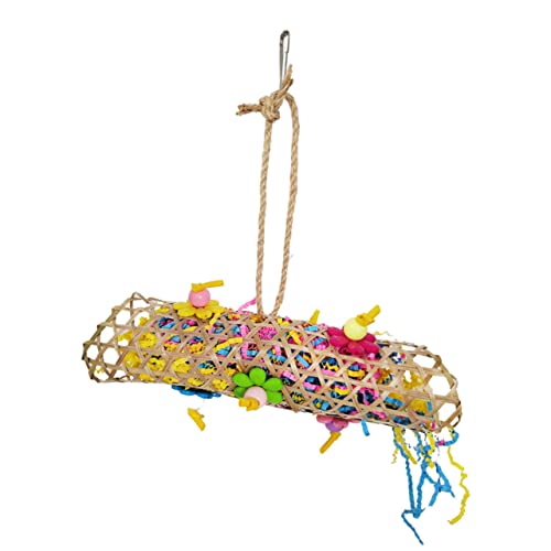 HANABASS 4 Stück Teiliges Papageienspielzeug Set aus Sicherem Rattan Hängendes Kauspielzeug mit Schaukel Design Fördert Bewegung und Beschäftigung für Sittiche Nymphensittiche und Kleine von HANABASS