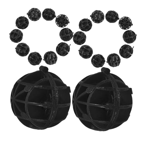 HANABASS 40 Stück Biococcus Aquariumfilter Kleine Filterbälle Wiederverwendbare PVC Bälle Teichfiltermedien Aquariumzubehör Tragbare Filterbälle Abs Schwarz von HANABASS