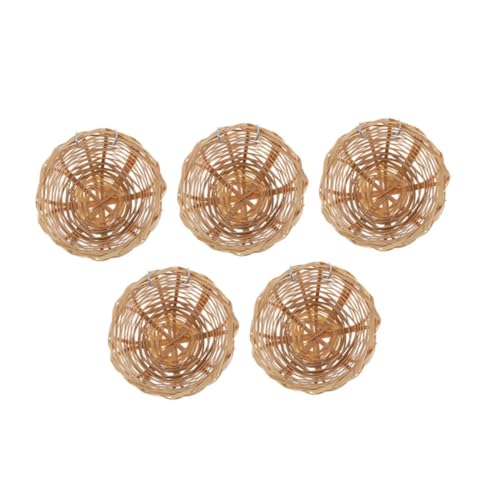 HANABASS 5 Stück Handgewebtes Naturholz-Vogelnest mit Haken Hängendes Brutnest für Kleine Vögel Wellensittiche Kanarienvögel Papageien Parakeets Sicheres Nest für Jungvögel und Vogelzucht von HANABASS