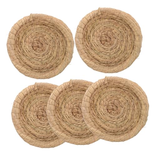 HANABASS 5 Stück Teiliges Natürliches Stroh Nest Kleines Schlafnest für Vögel und Kleintiere Handgefertigtes Hühnerstall Bett Atmungsaktiv und Sicher als Dekoration und Nistplatz für von HANABASS