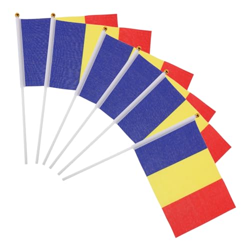 HANABASS 50 Stück Tischläufer mit Handkurbel kleine Länderflaggen Flaggen der Welt tragbare Flagge handschwenkende Fahnen weltweit kleine Flaggen Minifahnen auf Stöcken Polyester von HANABASS