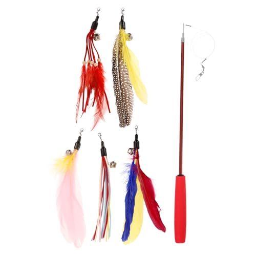 HANABASS 6 Stück Teiliges Verstellbares Katzenspielzeug mit Austauschbaren Federköpfen Interaktiver Katzenstab für Beschäftigung und Spielspaß Robustes Federspielzeug für Zufällige Farbe HANABASS 6 Stück Teiliges Verstellbares Katzenspielzeug mit Austauschbaren Federköpfen Interaktiver Katzenstab für Beschäftigung und Spielspaß Robustes Federspielzeug für Zufällige Farbe von HANABASS