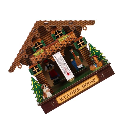 HANABASS Barometer Außenthermometer Haushygrometer Messgerät Wandthermometer Außenwetterhygrometer Thermometer Für Wassertemperatur Hängethermometer Wetterhaus Aus Holz von HANABASS