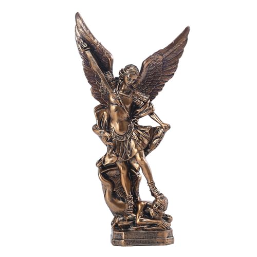 HANABASS Erzengel St. Michael Statue Besiegung Luzifer Figur Michael Statue Religiöse Skulptur Sammlerstücke Angel Figur Office Dekoration Geschenk von HANABASS