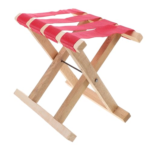 HANABASS Faltbarer Campinghocker Holz Tragbarer Outdoor Stuhl für Angeln Camping und Kompakte Holzbank mit Einzigartiger Farbgestaltung Rot von HANABASS