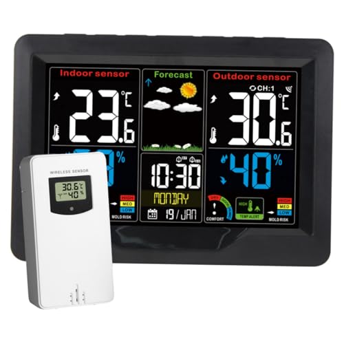HANABASS Farbiger Wettervorhersage wecker mit Kabellosem Temperatursensor USB aufgeladen Innen hygrometer Großes Display Dualer Alarm Moderne Digitale Wetteruhr für Wohnzimmer und Büro HANABASS Farbiger Wettervorhersage wecker mit Kabellosem Temperatursensor USB aufgeladen Innen hygrometer Großes Display Dualer Alarm Moderne Digitale Wetteruhr für Wohnzimmer und Büro von HANABASS