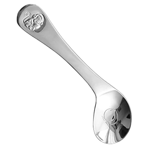 HANABASS Fütterungslöffel mit Gebogenem Griff Utensil für Selbstfütterung Ergonomisches Design mit Tiermuster für Essensübung von Neugeborenen von HANABASS