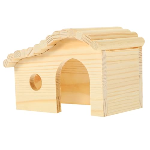 HANABASS Hamsterhaus aus Natürlichem Holz DIY Kleintierversteck mit Schlafnest Balkon Futterstelle und Leiter Geeignet für Hamster Mäuse Meerschweinchen und Kleine Nagetiere Einfach von HANABASS