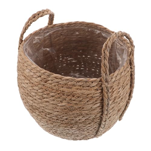 HANABASS Handgewebter Seegras Blumenkorb mit Griffen Kleiner Dekorativer Pflanzkorb Atmungsaktiver Rattan Übertopf für Drinnen Rustikaler Handgefertigter Blumentopf für Wohn Bürodekoration HANABASS Handgewebter Seegras Blumenkorb mit Griffen Kleiner Dekorativer Pflanzkorb Atmungsaktiver Rattan Übertopf für Drinnen Rustikaler Handgefertigter Blumentopf für Wohn Bürodekoration von HANABASS