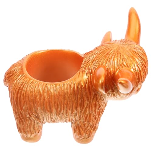 HANABASS Highland Cow Pflanztopf aus Harz Dekorativer Desktop Blumentopf für Sukkulenten Einzigartiger Kühe Dekoartikel Wetterfester Pflanztopf für Innen und Außen für Terrasse und Garten von HANABASS