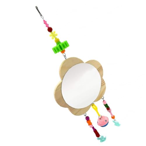 HANABASS Holz Hühnerspielzeug mit Spiegel und Glocke Sicherer Hängender Haustier Spiegel für Hennen und Hähne Fördert Neugier und Geistige Entwicklung Langlebiges Zufällige Zufällige Farbe von HANABASS