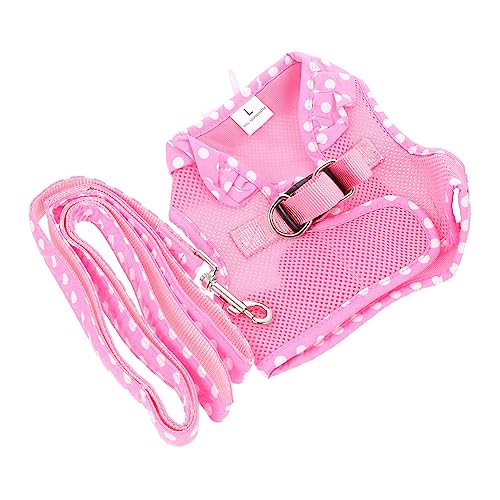 HANABASS Hundegeschirr mit Gepunktetem Muster und Schleife Verstellbares Brustgeschirr für Hunde und Katzen Atmungsaktives Haustiergeschirr mit Leine für und Outdoor Aktivitäten von HANABASS