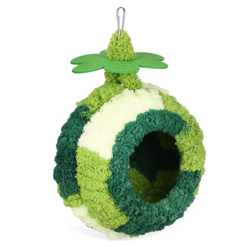 HANABASS Papageiennest Papagei Gemütliche Hütte Conure-Bett Vogelneststoff Vogelkäfignest Für Sittiche Vogelbrutnest Vogelnestschaukel Vogelbetten Vogelzubehör Innennetz Aus Kunststoff Grün von HANABASS