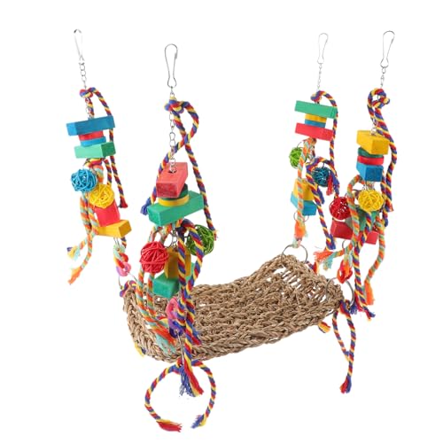 HANABASS Papageienspielzeug Hängematte Kletterschaukel für Mittelgroße Vögel Vogelschaukel aus Gewebtem Netz Fördert Bewegung und Geistige Stimulation für Vogelkäfig Zubehör von HANABASS