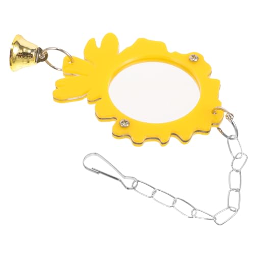 HANABASS Papageienspielzeug Hängender Vogelspiegel mit Glocke Blumendesign und Akustische Stimulation Mentales Training für Wellensittiche und Sittiche Langlebiges Sicheres Zubehör von HANABASS