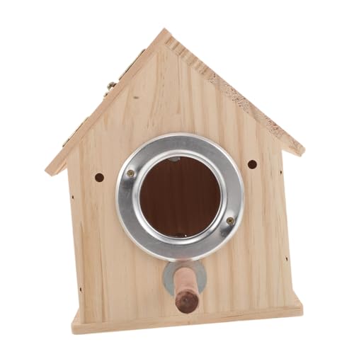 HANABASS Parrot Nest Box aus Holz mit Sitzstange Langlebiges Vogelbrut Nistgehäuse für Wellensittiche Nymphensittiche Kanarienvögel und Andere Kleine Papageien Installieren Reinigen von HANABASS