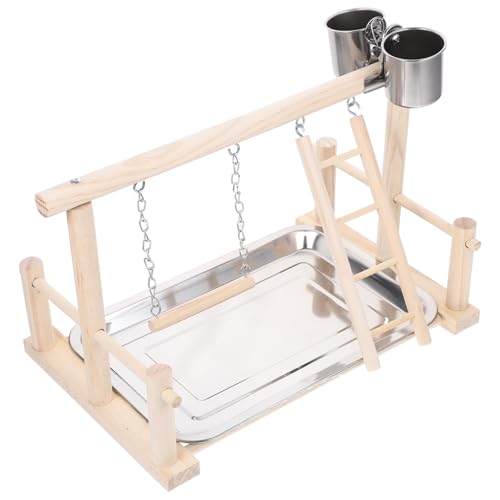 HANABASS Parrot Stand Rack aus Langlebigem Holz mit Futterbechern Vielseitigem Spielplatz für Wellensittiche Nymphensittiche und Kleine Papageien zum Klettern Schaukeln und Krallenpflegen HANABASS Parrot Stand Rack aus Langlebigem Holz mit Futterbechern Vielseitigem Spielplatz für Wellensittiche Nymphensittiche und Kleine Papageien zum Klettern Schaukeln und Krallenpflegen von HANABASS
