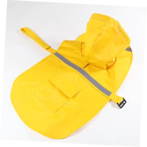 HANABASS Reflektierender Hunderegenmantel XL mit Kapuze Wasserdichter Leichter Hundemantel für Große Hunde Gelb Schützender Regenmantel für Hunde und Welpen bei Nasser Witterung von HANABASS