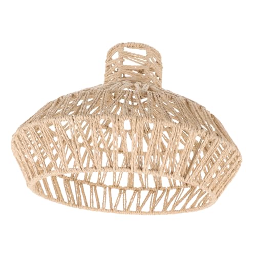 HANABASS Retro Rattan Lampenschirm Papier Handgewebter Deckenlampen Schirm für Restaurant und Wohnräume Vintage Raumdekoration Installieren Hitzebeständig Farbecht von HANABASS