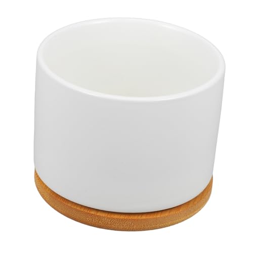 HANABASS Keramischer Blumentopf Rund mit Untersetzer für Sukkulenten und Orchideen Dekorativer Pflanztopf Langlebigem Material für Außenbereich Garten und Wohnzimmer von HANABASS