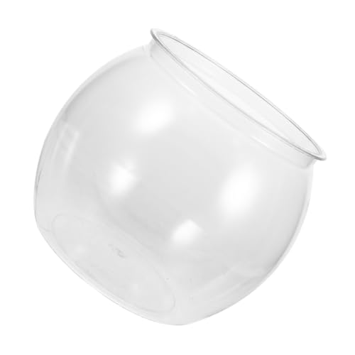 HANABASS Transparenter Runder Kunststoff Aquarium Fischtank Kompakter Platzsparender Desktop Zierfischbehälter für Goldfisch Betta Kleine Wasserschildkröten Modernes Bruchsicheres Tisch von HANABASS