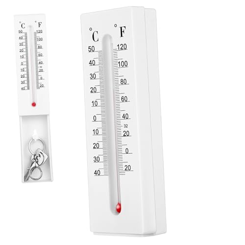 HANABASS Wandthermometer mit Verstecktem Schlüsselversteck Vertikales Außen Innenthermometer aus Robustem Kunststoff mit Celsius Fahrenheit anzeige Einfache Wandmontage Wetterfest und von HANABASS