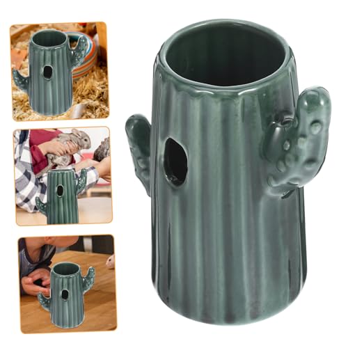HANABASS Wasserflasche für Hamster klein mit Haustier Flaschenhalter für Hamster Halterung für Wasserspender Wasserflasche Hasenflaschenständer Wasserspenderständer Keramik Grün von HANABASS