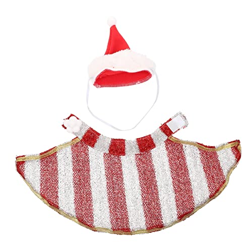 HANABASS Weihnachtliches Haustier Kostüm Set Kleines Cosplay Outfit mit Cape und Weihnachtsmütze Hautfreundlich Bequem für Katzen und Hunde Festliche Winterkleidung und Fotoshooting Zubehör von HANABASS