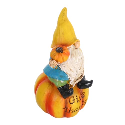 HANABASS Wetterfeste Gartenfigur Herbstliche Kürbisfigur aus Harz mit Kürbis Gartendekoration für Innen und Außen Vielseitige Statue für Garten und Tisch von HANABASS