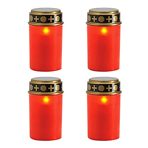 HANBOLI Kerzenlicht, 4 Stück LED Grabkerzenlichter LED flackernde rote Friedhofskerze Trauerkerzen zur Trauer Regenfest Wetterfest HANBOLI Kerzenlicht, 4 Stück LED Grabkerzenlichter LED flackernde rote Friedhofskerze Trauerkerzen zur Trauer Regenfest Wetterfest von HANBOLI