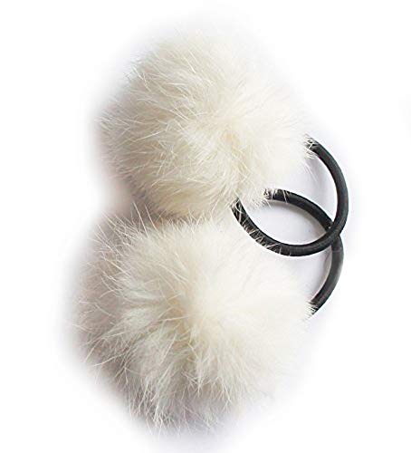 HAND ® Ein Paar schöne Pom Pom-Haar-Bänder, dekorative Poms w/Band - 2 "pom pom (Off White) von HAND