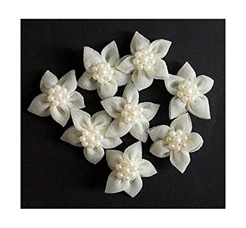 Hand® Deko-Blumen mit Perlen, zum Heimwerken, Hochzeit, Kunsthandwerk, Weiß – 8 Stück, LWF5 von HAND