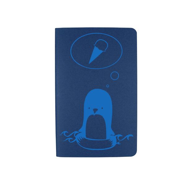 HANDGEDRUCKT A6 "Pinguin" Notizheft, ca. A6 blanko von HANDGEDRUCKT