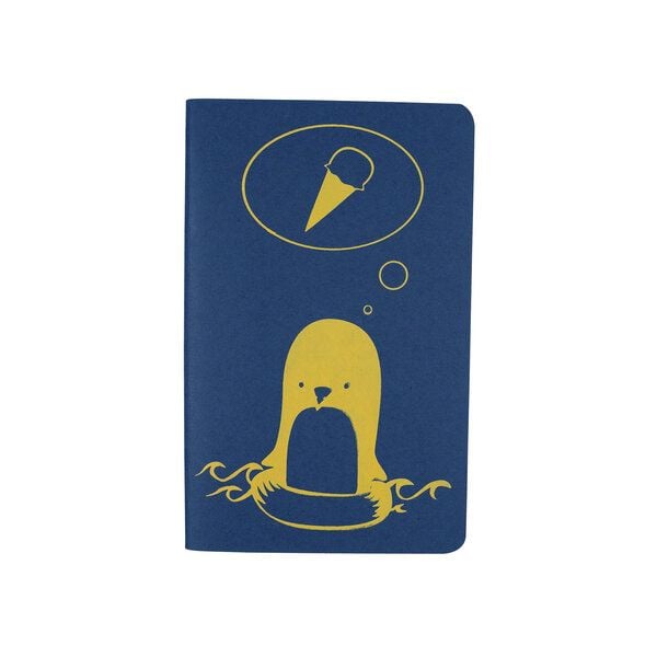 HANDGEDRUCKT A6 "Pinguin" Notizheft, ca. A6 blanko von HANDGEDRUCKT