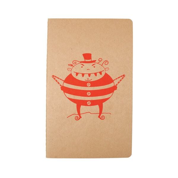 HANDGEDRUCKT "Mr.Evil Kniepl" naturfarbenes Notizheft ca. DIN A5, blanko von HANDGEDRUCKT