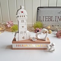 Maritime Wohn Beton Raysin Holz Deko - Heimathafen Beleuchtet Leuchtturm, Schiff, Anker, Trockenblumen/Hochzeit Geschenk Idee Maritime Wohn Beton Raysin Holz Deko - Heimathafen Beleuchtet Leuchtturm, Schiff, Anker, Trockenblumen/Hochzeit Geschenk Idee von HANDGEMACHTvonTHELKA
