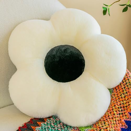 HANDKEI Blume geformtes Kissen, Sofa Kissen, Lesekissen, Freizeit Komfort Kissen, Schlafzimmer Dekoration Auto Kissen (Weiß, 50cm x 50cm) von HANDKEI